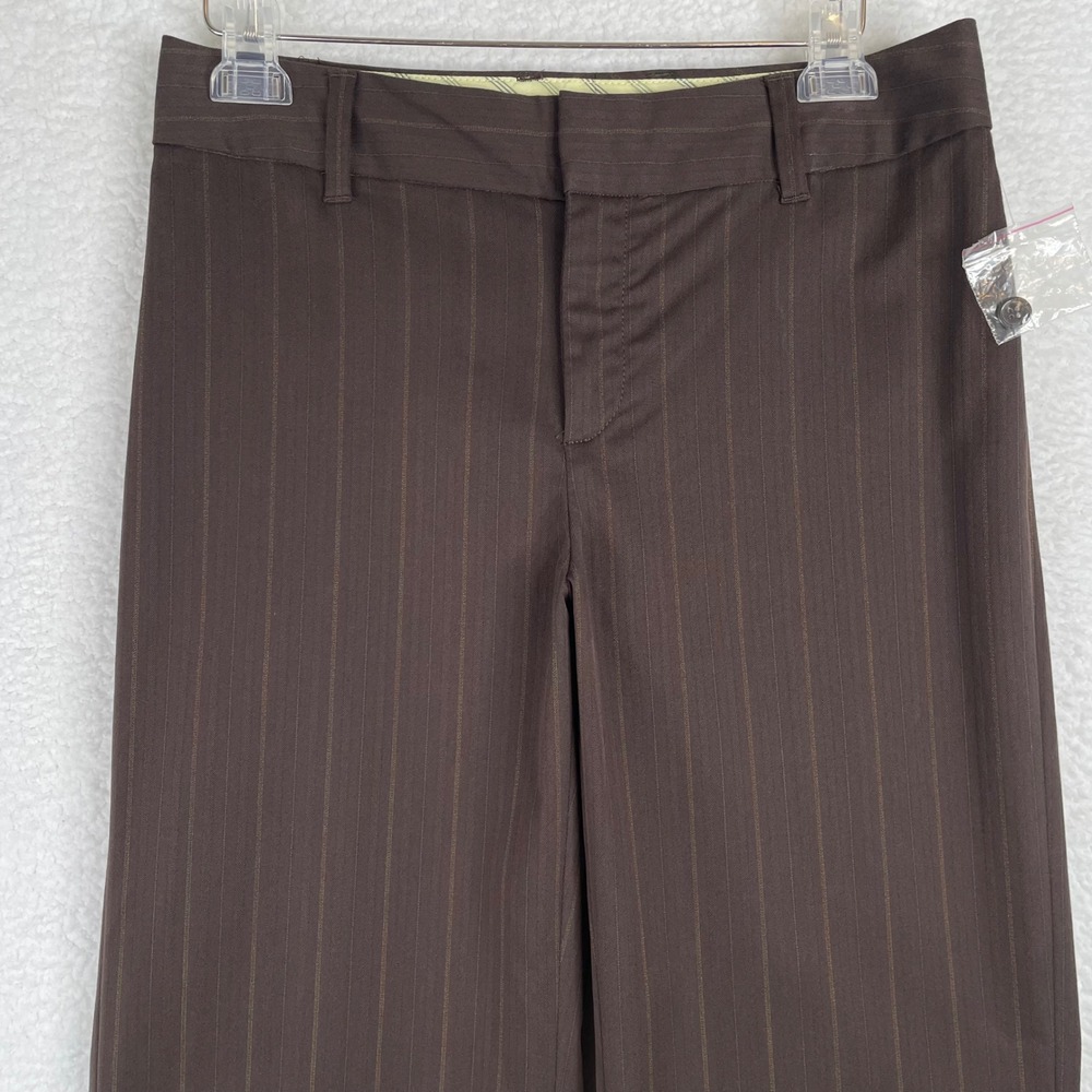 Gap Stretch Brown Pinstripe Wide Leg Cuffed Dress Pants Womens 6 XLong